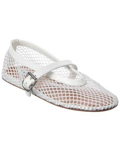 Alaïa Fishnet & Patent Ballet Flat In White