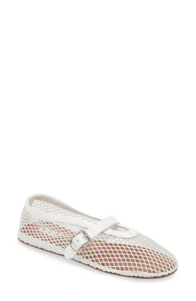 Alaïa Fishnet Ballerina Flat In Blanc Optique