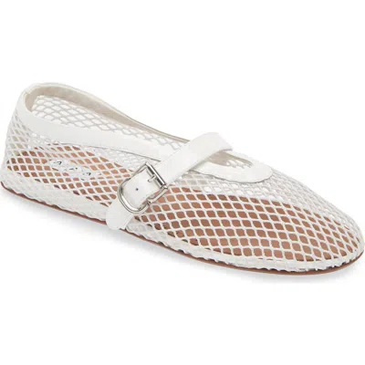 Alaïa Fishnet Ballerina Flat In Blanc Optique-010