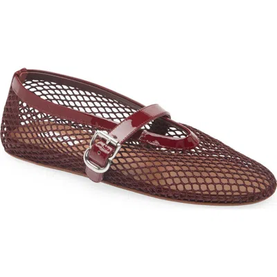 Alaïa Fishnet Ballerina Flat In Rouge Grenat-325