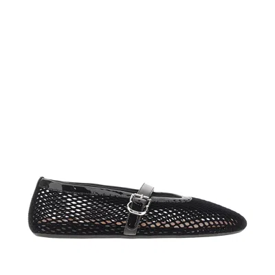 Alaïa Fishnet Ballerina Flats With Velvet Effect In Black