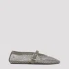 Alaïa Alaia Mesh Ballerina Flats With Rhinestones Women In Silver
