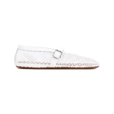 Alaïa Alaia Fishnet Ballet Flats In White