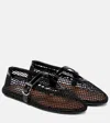 Alaïa Patent Leather-trimmed Mesh Ballet Flats In Black