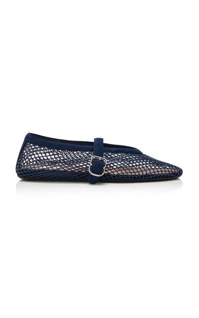 Alaïa Alaia Ballet Flats In Strass Fishnet In Blue