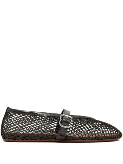 Alaïa Ballet Flats In Fishnet In Brown