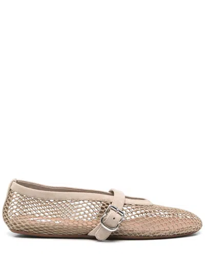 Alaïa Fishnet Ballet Flats In Neutral