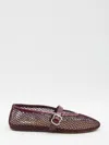 Alaïa Fishnet Ballet Flats In Red