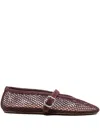 Alaïa Patent Leather-trimmed Mesh Ballet Flats In Red