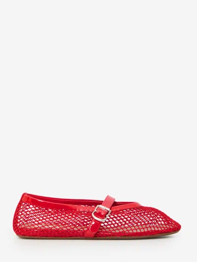 Alaïa Fishnet Ballet Flats In Red