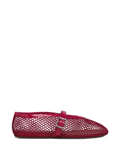 Alaïa Fishnet Ballet Flats In Red