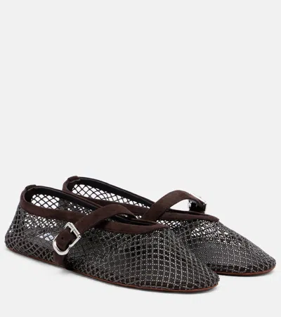 Alaïa Embellished Fishnet Mary Jane Flats In Multi