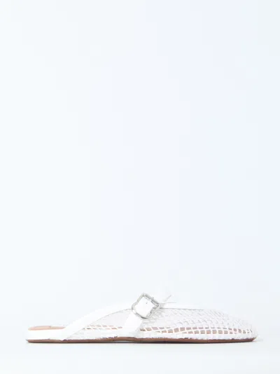 Alaïa Alaia Fishnet Flat Sandals In Blancoptiq