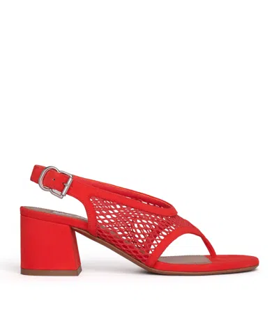 Alaïa Fishnet Heeled Sandals 55 In Red