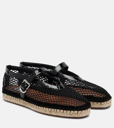 Alaïa Espadrilles In Fishnet And Patent Leather In Black