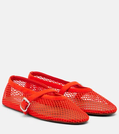 Alaïa Fishnet Leather-trimmed Mary Jane Flats In Multi