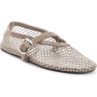 Alaïa Fishnet Mary Jane Flat In Neutral