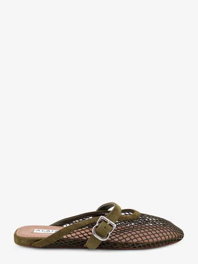 Alaïa Fishnet Mesh And Leather Sandals In Multi