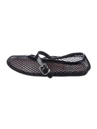 Pre-owned Alaïa Fishnet Mesh Mary Jane Flats In Black