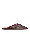 Alaïa Fishnet Flat Mules In Burgundy