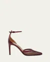 Alaïa Fishnet Patent Ankle-strap Pumps In Red