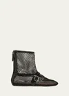 Alaïa High Ballerinas Mesh Leather Flats In 999 Noir