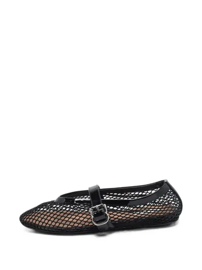 Pre-owned Alaïa Fishnet Patent Ballet Flats In Black