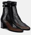 Alaïa Fishnet Patent Leather-trimmed Ankle Boots In Black