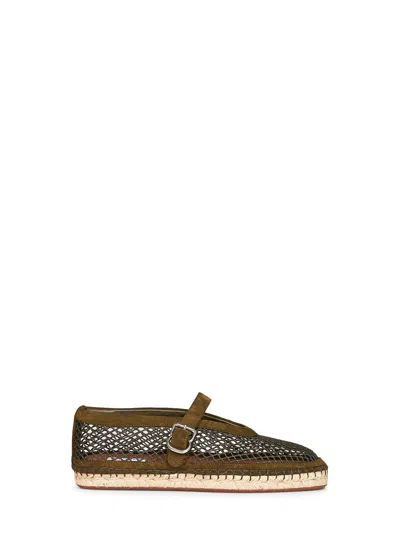 Alaïa Fishnet Suede Espadrille In Green