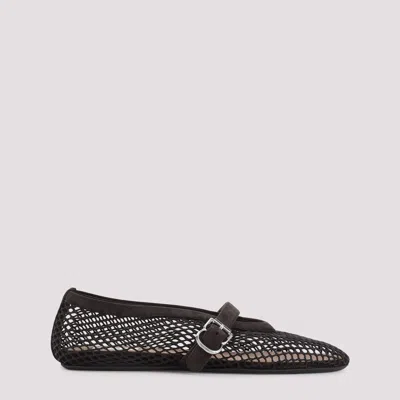 Alaïa Fishnet Suede Flat Ballerinas In Brown