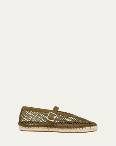 Alaïa Fishnet Suede Mary Jane Espadrilles In Multi