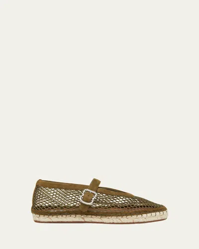 Alaïa Fishnet Suede Mary Jane Espadrilles In Multi