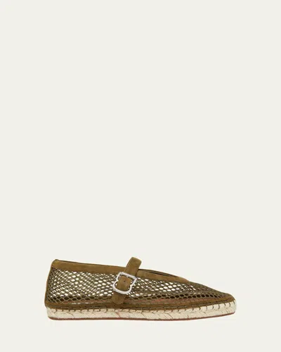 Alaïa Fishnet Suede Mary Jane Espadrilles In Multi