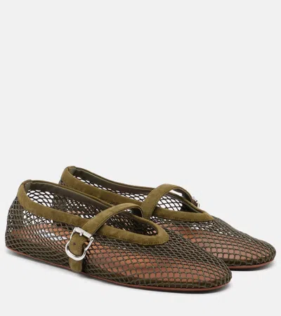 Alaïa Ballet Flats In Fishnet And Suede In Animal Print