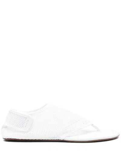 Alaïa Fishnet Thong Sandals In White
