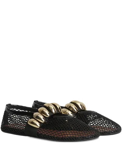 Alaïa Fishtnet Ballet Flats In Black