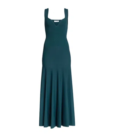 Alaïa Fit  Flare Rib Knit Dress In Green