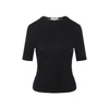 Alaïa Fitted Black T-shirt With Textured Silhouette In Black