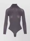 Alaïa Fitted High Neck Long Sleeve Top In Grey