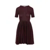 Alaïa Womens Aubergine Skater Flared Wool Mini Dress In Burgundy