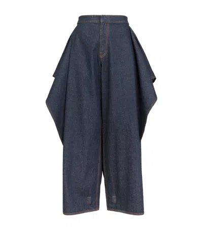 Alaïa Flap Open-leg Jeans In Blue