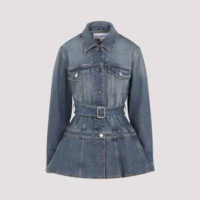 Alaïa Denim Jacket With Removable Waist Belt In Blue