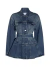 Alaïa Womens Bleu Vintage Peplum-hem Belted Denim Jacket In Blue