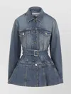 Alaïa Womens Bleu Vintage Peplum-hem Belted Denim Jacket In Blue