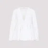 Alaïa Flare Cotton Shirt Pleated Hem In Blanc