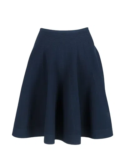 Pre-owned Alaïa Flared A-line Mini Skirt In Blue