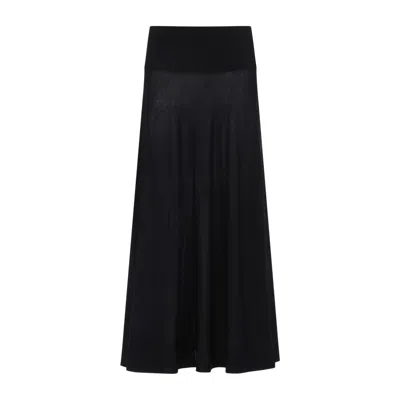 ALAÏA ALAÏA FLARED DESIGN BLACK VIRGIN WOOL MAXI SKIRT