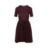 Alaïa Alaia Flared Dress With Short Sleeves In Burgundy