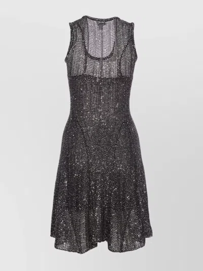 Alaïa Flared Hem Knit Dress In Grey
