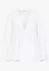 Alaïa Flare Cotton Shirt Pleated Hem In White